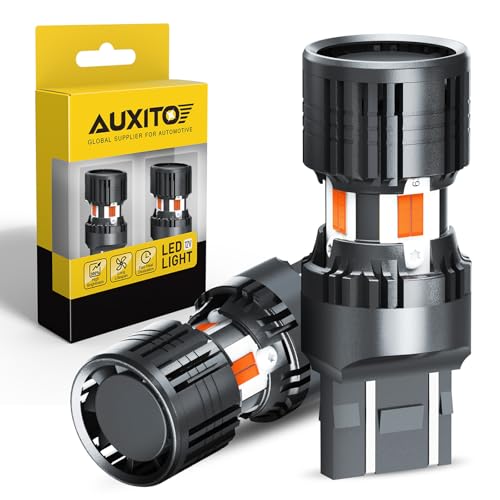 AUXITO 2025 Latest CANBUS 7440 7443 LED Bulbs Amber Yellow with Built-in Resistor Anti Hyper Flash 7440NA 7441 7444 7444NA W21W WY21W Error Free LED Front Rear Turn Signal Lights, Pack of 2 - Image 1