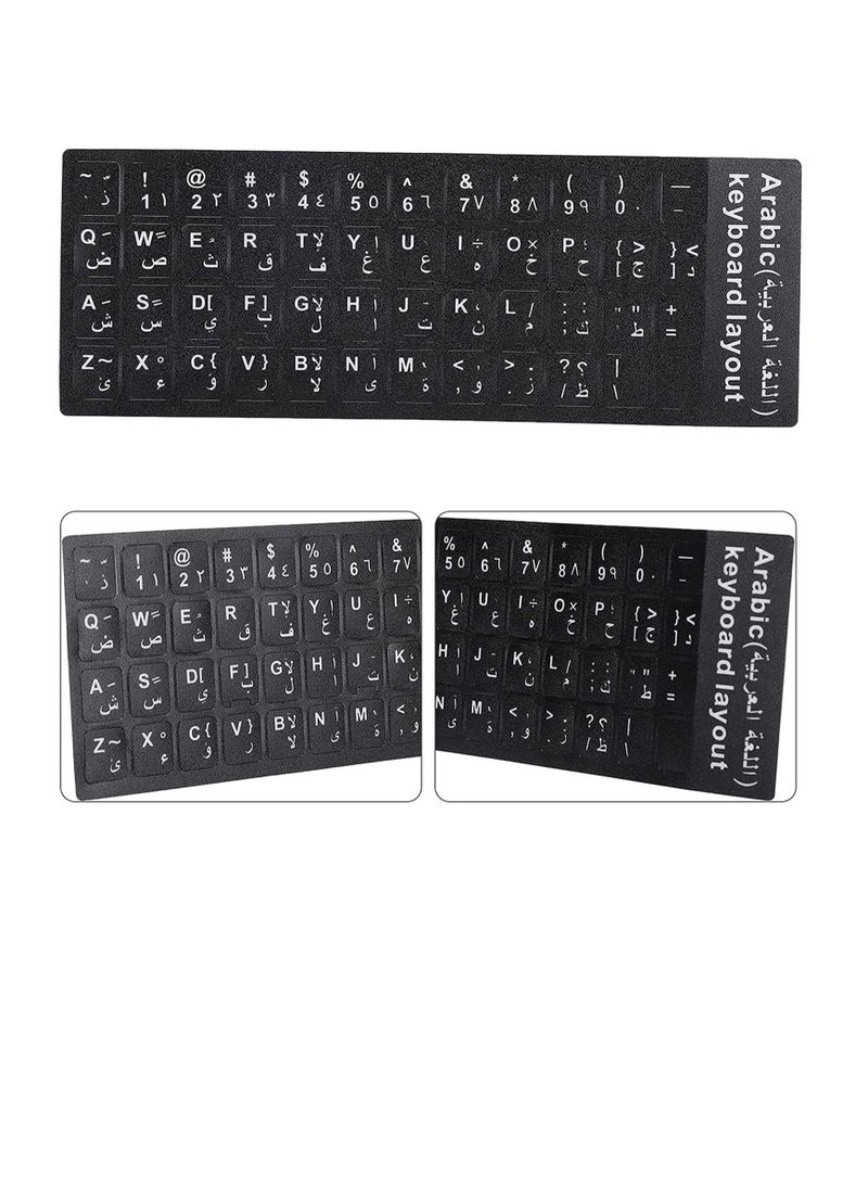 NTECH (5 Pack) Universal Keyboard Arabic Alphabet Stickers, Black Background & White Lettering For PC Computer Laptop Desktop Keyboard Stickers - Arabic Black, - Image 3