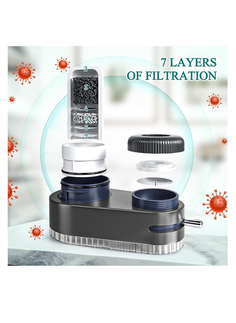 Cool Baby COOLBABY 7 Stage Water Filter for Sink Faucet - Tap Mount Purifier System with 2 Replaceable Filters - Removes Odors, Pollutants, and Impurities - Transparent Design for Kitchen and Bathroom  - Image 3