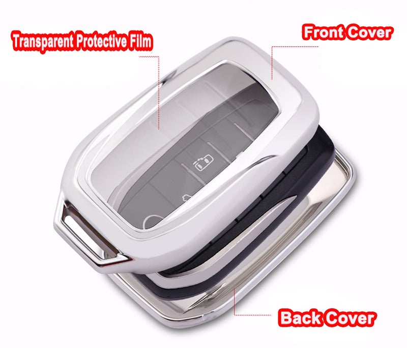 Arruweer Key Fob Cover Fit for Toyota Venza RAV4 Prime Fortuner Land Cruiser Accessories (Silver) - Image 3