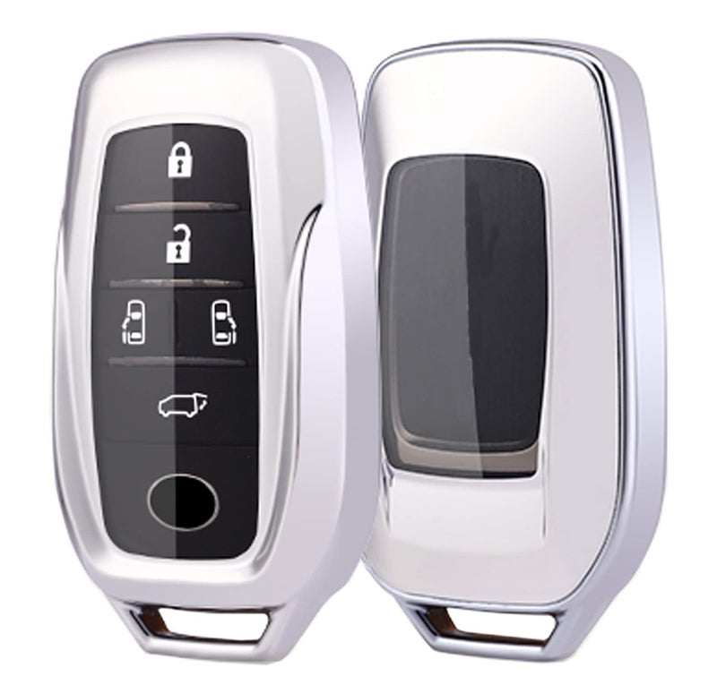 Arruweer Key Fob Cover Fit for Toyota Venza RAV4 Prime Fortuner Land Cruiser Accessories (Silver) - Image 5