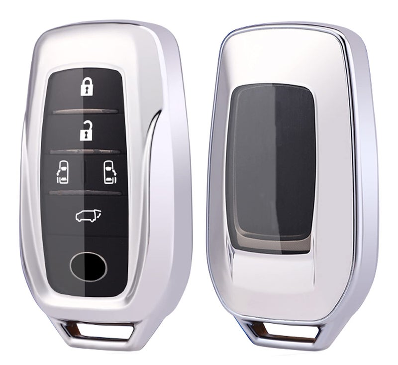 Arruweer Key Fob Cover Fit for Toyota Venza RAV4 Prime Fortuner Land Cruiser Accessories (Silver) - Image 1