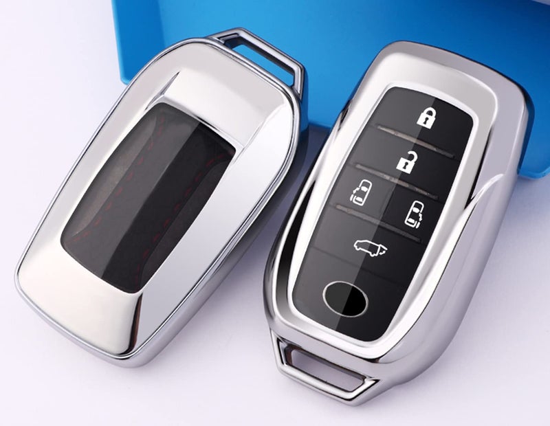 Arruweer Key Fob Cover Fit for Toyota Venza RAV4 Prime Fortuner Land Cruiser Accessories (Silver) - Image 4