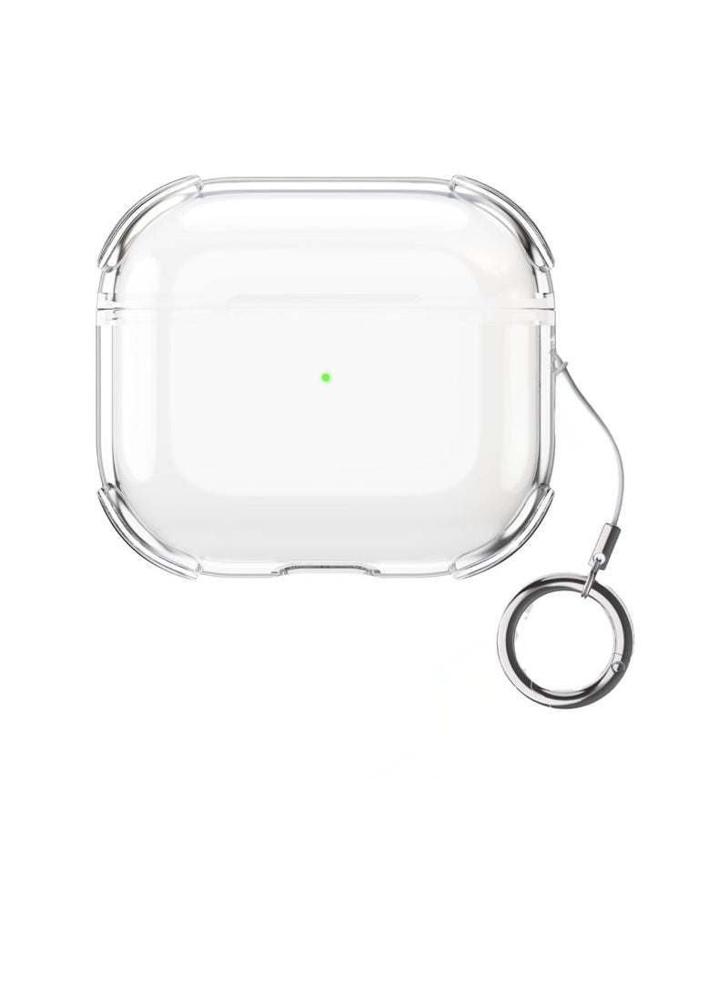 غطاء حافظة لجهاز AirPods من الجيل الرابع 2024، مقاوم للصدمات بدرجة عسكرية، مصنوع من مادة TPU الناعمة الشفافة للغاية ومضاد للاصفرار لجهاز AirPods 4 مع مشبك دائري للحبل (شفاف) - Image 1