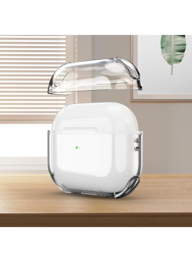 غطاء حافظة لجهاز AirPods من الجيل الرابع 2024، مقاوم للصدمات بدرجة عسكرية، مصنوع من مادة TPU الناعمة الشفافة للغاية ومضاد للاصفرار لجهاز AirPods 4 مع مشبك دائري للحبل (شفاف) - Image 3