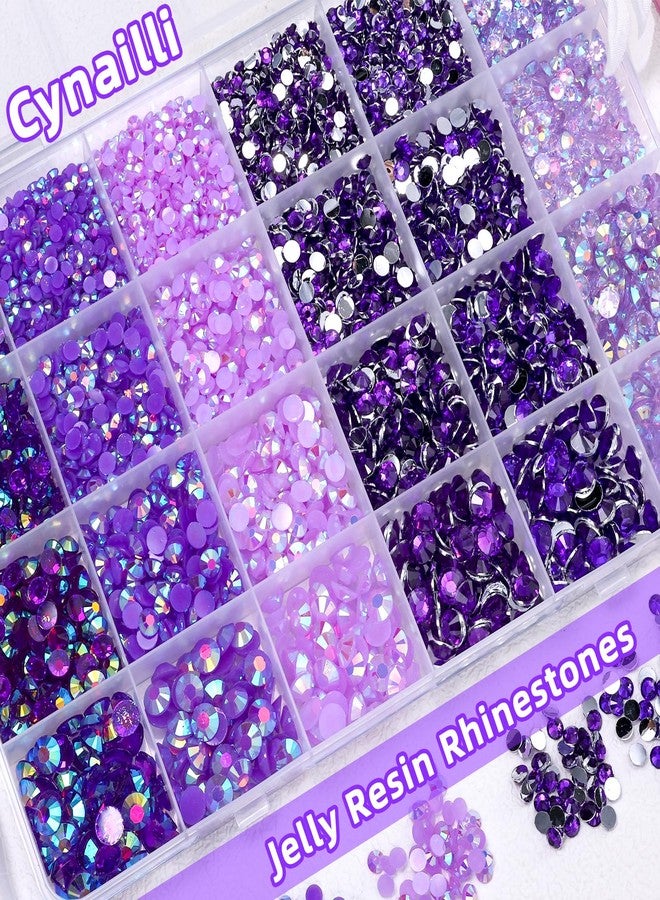 Cynailli 18000 Pcs 3D Purple Jelly Rhinestones for Crafting, Flatback Resin Jelly Bedazzled Gems for Crafts, 3-6 mm Half Round Gems Rhinestones for Nails Art Eyes Makeup DIY Crafts Supplies - Image 4