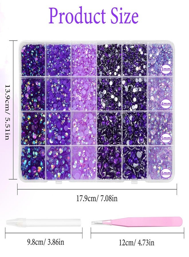 Cynailli 18000 Pcs 3D Purple Jelly Rhinestones for Crafting, Flatback Resin Jelly Bedazzled Gems for Crafts, 3-6 mm Half Round Gems Rhinestones for Nails Art Eyes Makeup DIY Crafts Supplies - Image 2