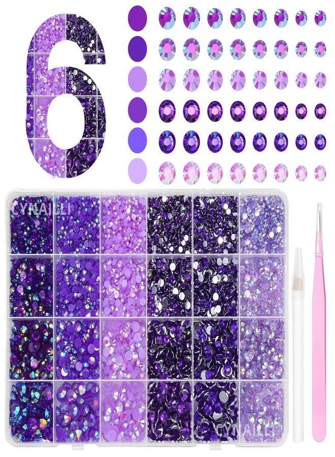 Cynailli 18000 Pcs 3D Purple Jelly Rhinestones for Crafting, Flatback Resin Jelly Bedazzled Gems for Crafts, 3-6 mm Half Round Gems Rhinestones for Nails Art Eyes Makeup DIY Crafts Supplies - Image 1