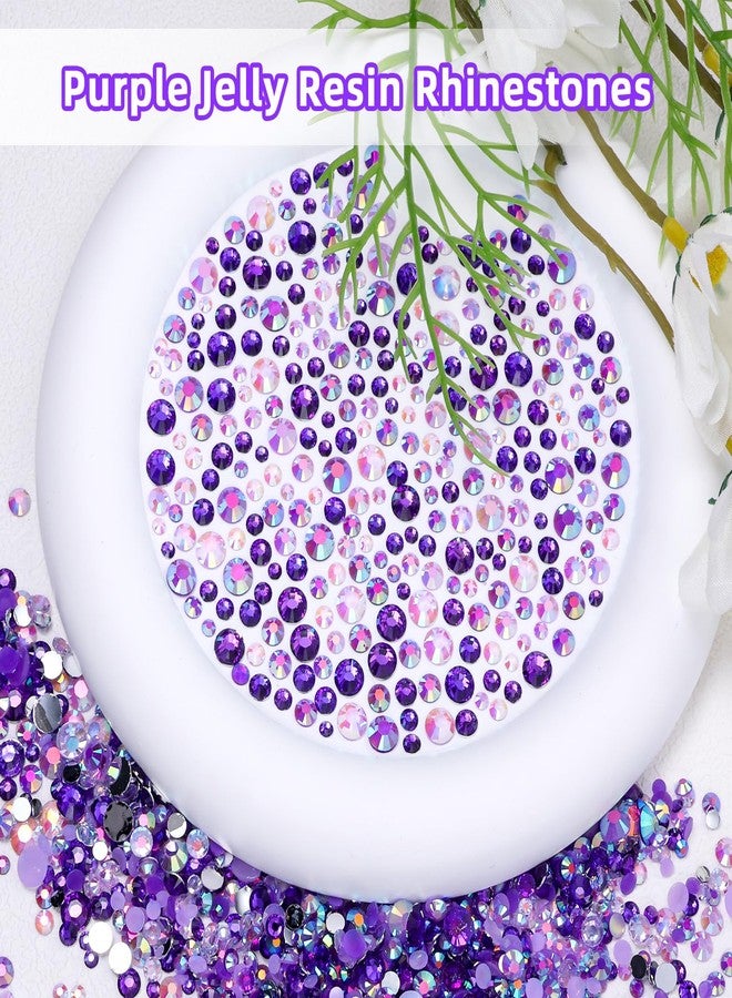 Cynailli 18000 Pcs 3D Purple Jelly Rhinestones for Crafting, Flatback Resin Jelly Bedazzled Gems for Crafts, 3-6 mm Half Round Gems Rhinestones for Nails Art Eyes Makeup DIY Crafts Supplies - Image 3
