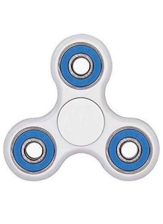 Premsons - Premsons® Hand Spinner Desk Toy - High Speed Smooth Finger Spin Sensory Fidget Stress Relief Game Play for Kids & Adults - Birthday Party Gift - Four Bearing - White + Blue Bearing - Image 1