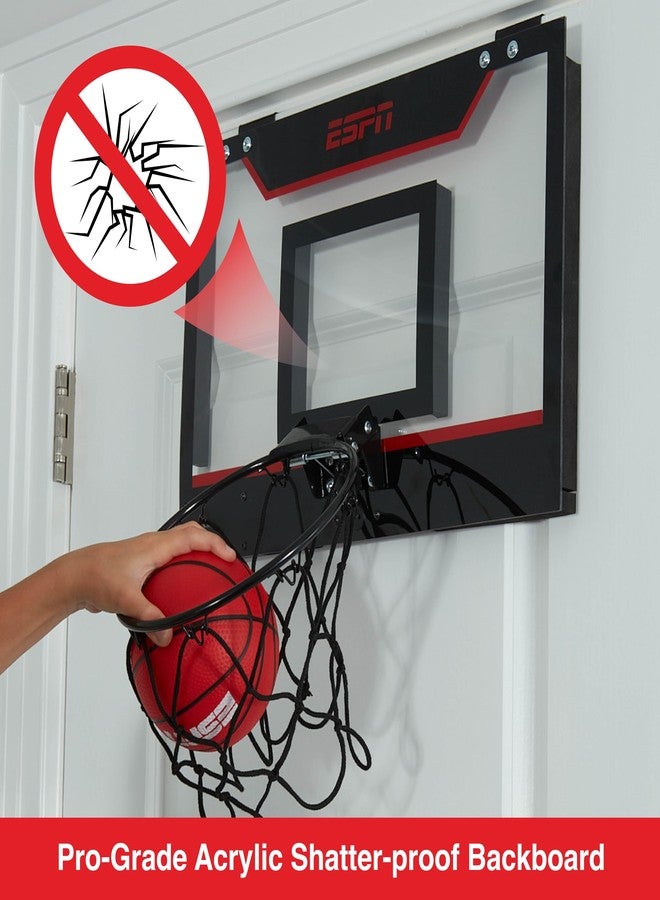 ESPN Mini Basketball Hoop, Over The Door Basketball Hoop with Foldable Breakaway Rim, Includes 2 Mini Basketballs and Pump - Image 3