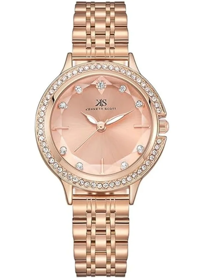 KENNETH SCOTT Women Pe21 Movement Watch, Analog Display And Stainless Steel Strap - K23521-Rbkk, Rose Gold