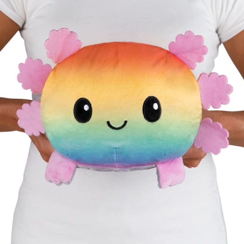 TeeTurtle Original Reversible Big Axolotl Plushie Gray Rainbow Huggable and Soft Sensory Fidget Toy Stuffed Animals That Show Your Mood Gift for Kids and Adults - Image 2