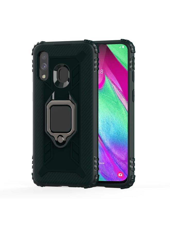اس-توب جراب لهاتف Galaxy A40 مصنوع من ألياف الكربون مع حامل حلقي يدور 360 درجة - Image 2