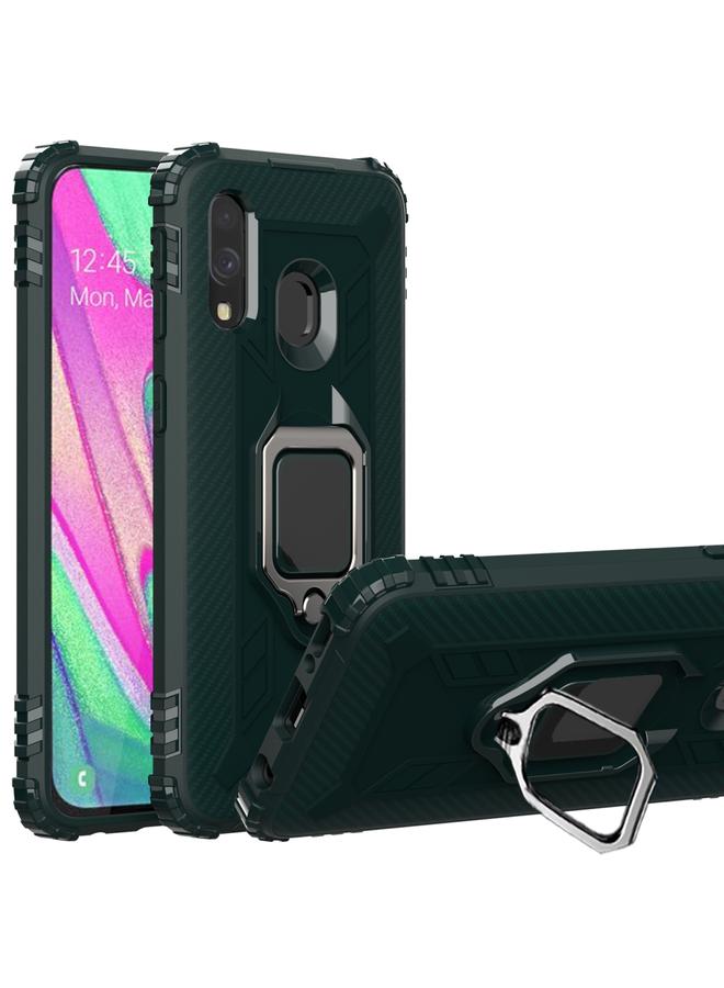 اس-توب جراب لهاتف Galaxy A40 مصنوع من ألياف الكربون مع حامل حلقي يدور 360 درجة - Image 1