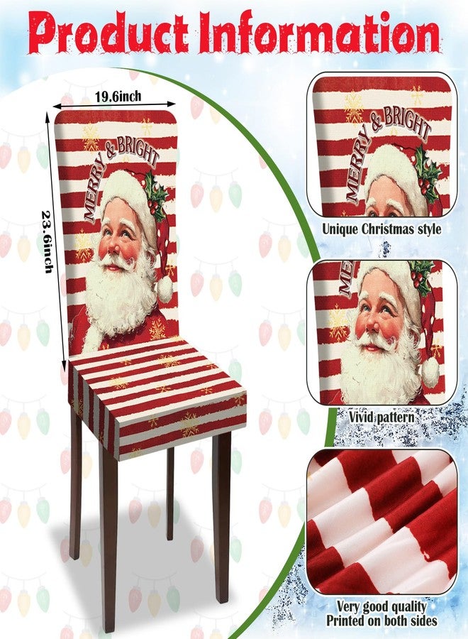 FuWeave مجموعة أغطية كراسي عيد الميلاد من FuWeave، 6 قطع، بتصميم شجرة عيد الميلاد ورجل الثلج، قابلة للتمدد، قابلة للغسل والإزالة، لحماية مقاعد الطعام، مثالية لتزيين غرفة الطعام والمطبخ والمنزل والحفلات. - Image 3