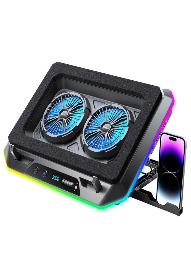 KYOLLY Ultra Slim Laptop Cooling Pad for 10-15.6 Inch Laptops, Portable Notebook Cooler with 2 Quiet Big Fans , Gaming Laptop Fan Wind Speed Adjustable, 5 Heights Adjustment, 2 USB Port - Image 1