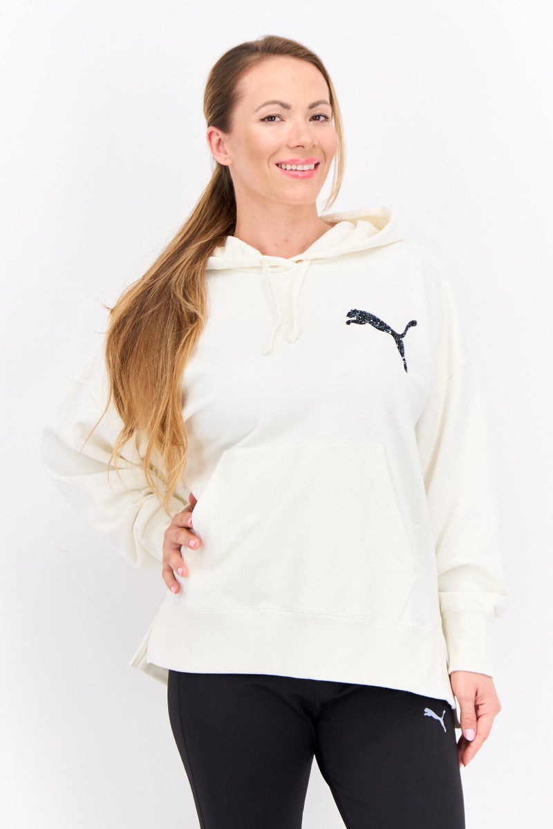 PUMA ملابس رياضية نسائية بأكمام طويلة مناسبة، خارجية، هوديز، بيضاء - Image 1