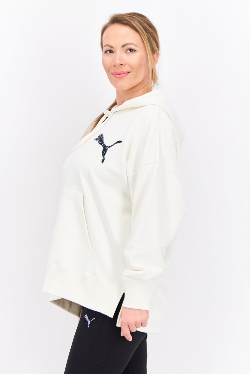 PUMA ملابس رياضية نسائية بأكمام طويلة مناسبة، خارجية، هوديز، بيضاء - Image 2