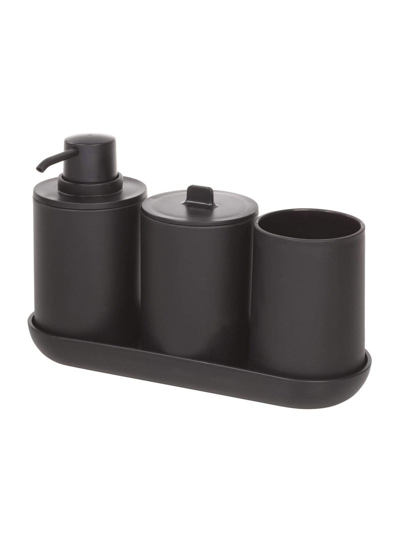 InterDesign iDesign 28737ES Cade 4-Piece Bathroom Accessory Set, Matte Black, 24.5 cm x 8.9 cm x 16.2 cm  - Image 1