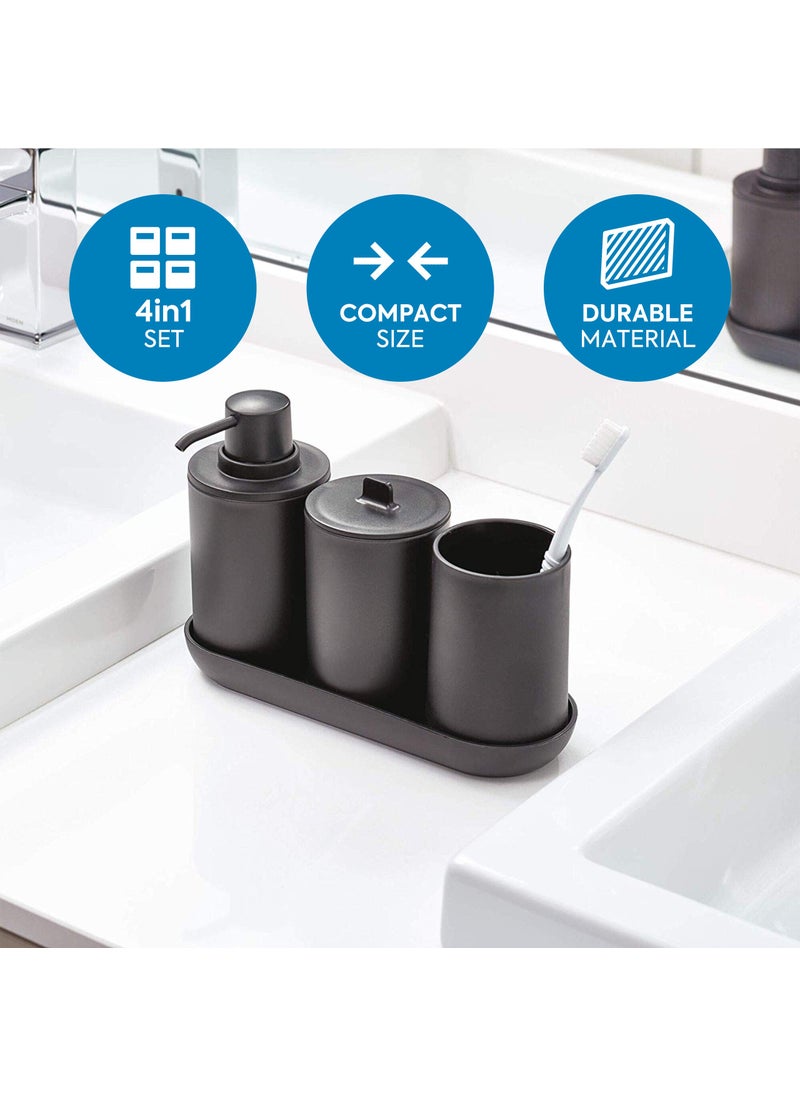 InterDesign iDesign 28737ES Cade 4-Piece Bathroom Accessory Set, Matte Black, 24.5 cm x 8.9 cm x 16.2 cm  - Image 2