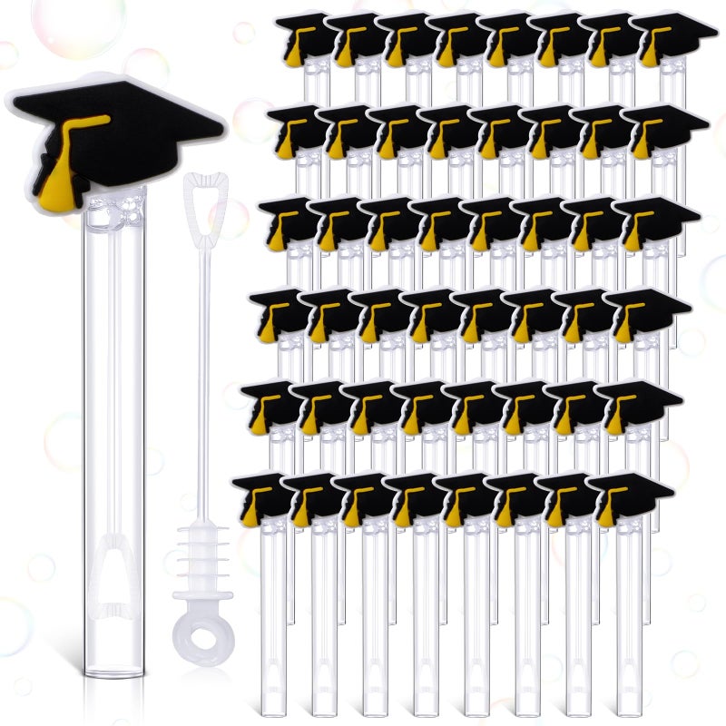 Silipull 48 Pcs 42 Mini Bubble Wands Bubbles Party Favors Birthday Party Supplies Favor Decorations for Gift Back to School Goodie Bag Contains LiquidGraduation Hats - Image 3