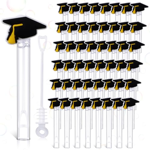 Silipull 48 Pcs 42 Mini Bubble Wands Bubbles Party Favors Birthday Party Supplies Favor Decorations for Gift Back to School Goodie Bag Contains LiquidGraduation Hats - Image 1
