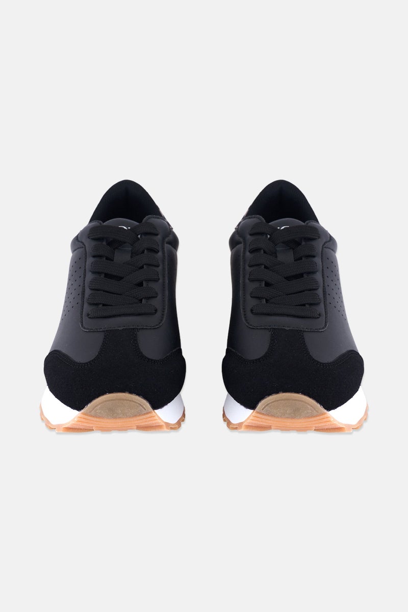 XOXO Women Lace Up Running Sports Shoes, Black - Image 4