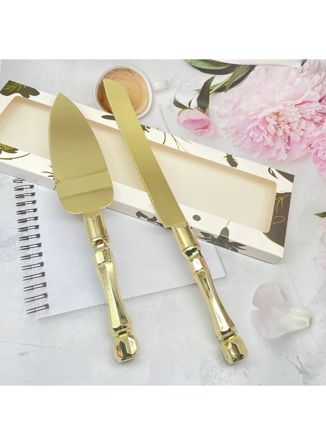 2pcs Stainless Steel Premium Wedding Birthday Cake Knife and Server Sets Exquisite Cake Cutting Set with Serrated Design for Pastry Pizza and Desserts - Image 1