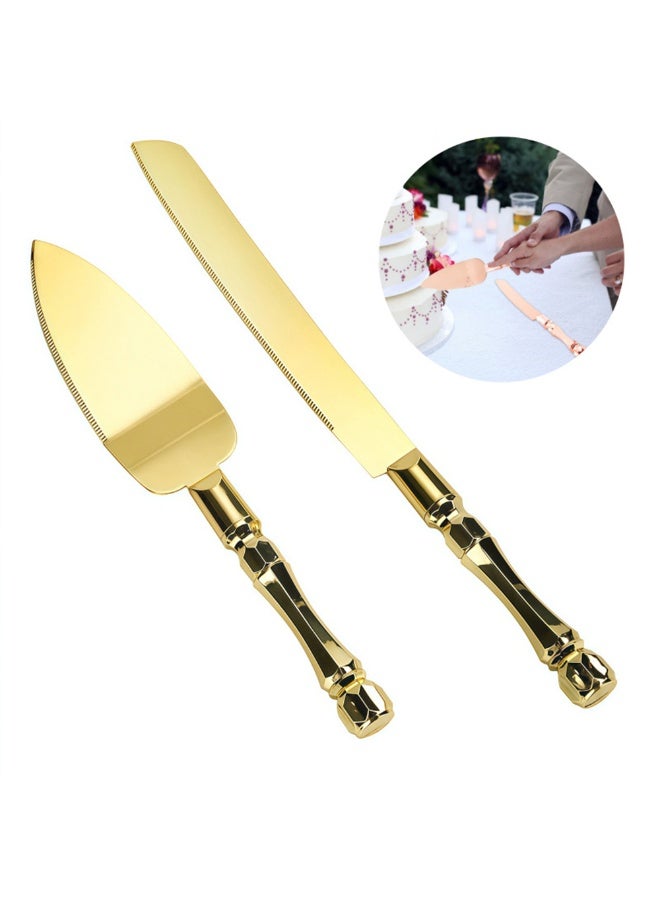 2pcs Stainless Steel Premium Wedding Birthday Cake Knife and Server Sets Exquisite Cake Cutting Set with Serrated Design for Pastry Pizza and Desserts - Image 2