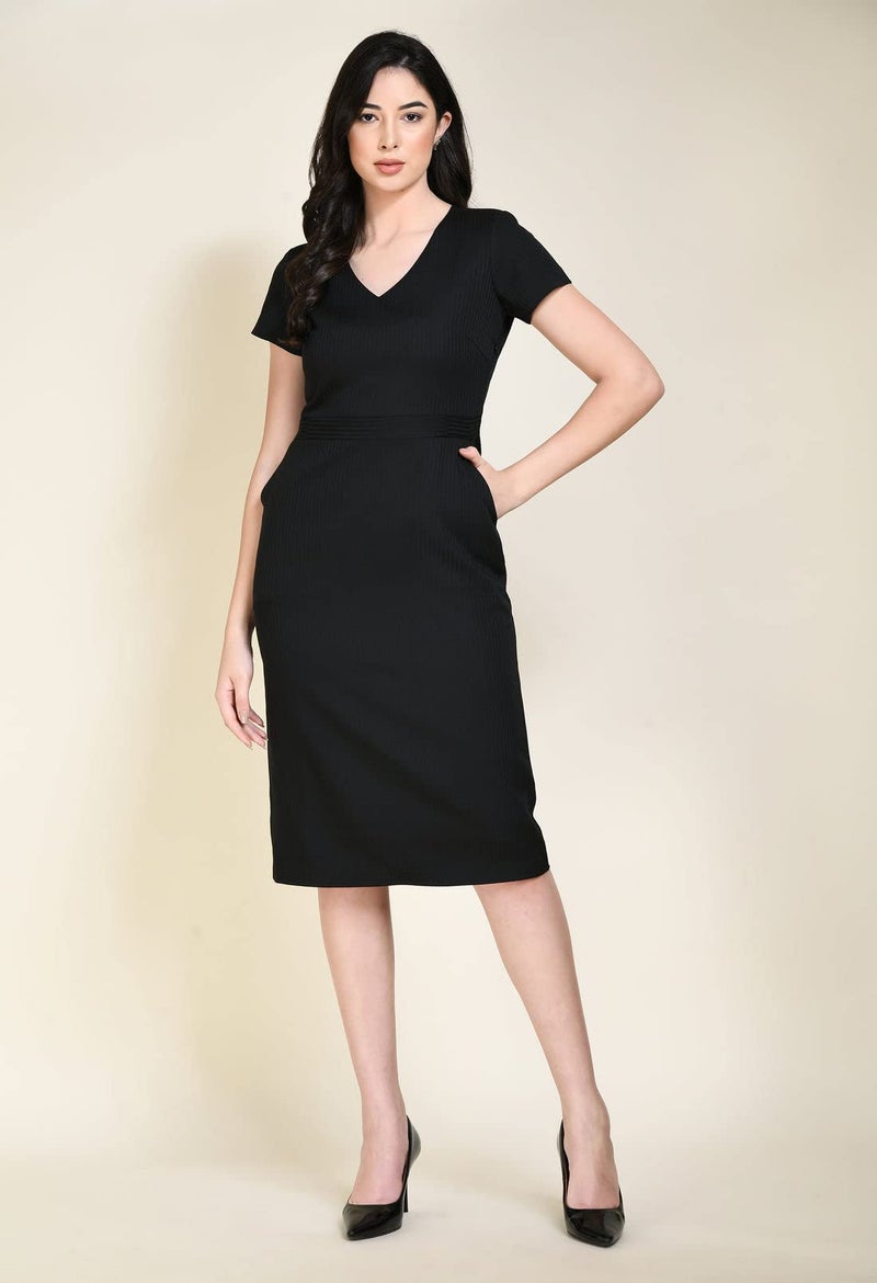 Exude Black Midi Dress for Women - Image 2