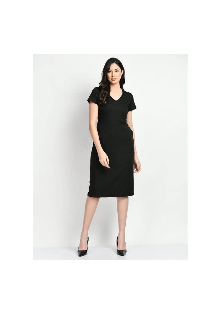 Exude Black Midi Dress for Women - Image 3