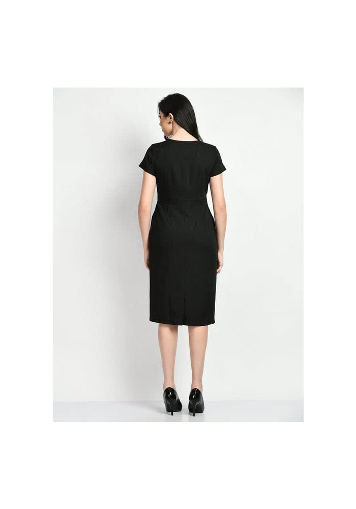 Exude Black Midi Dress for Women - Image 5
