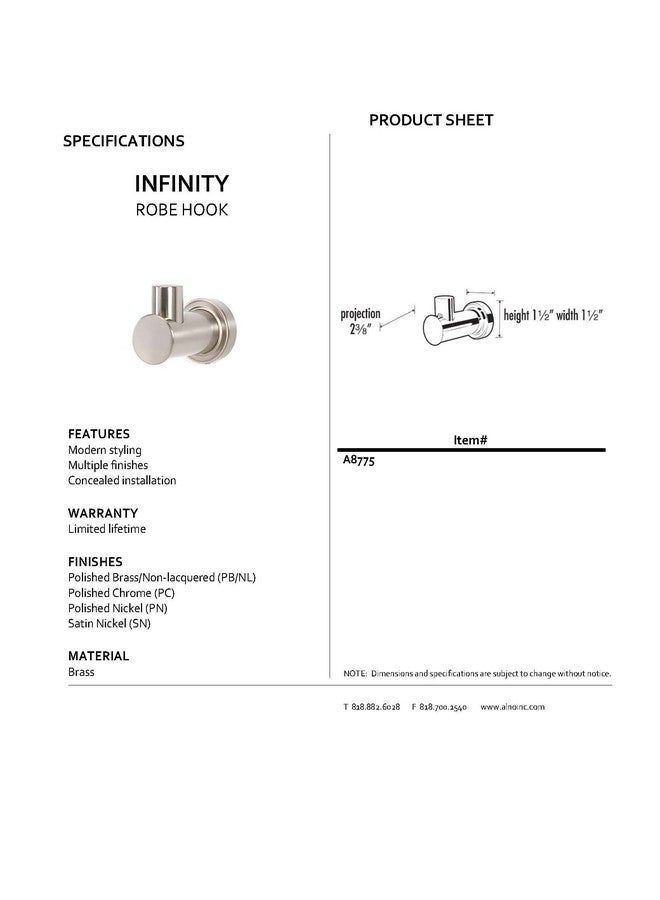 ألنو خطافات ملابس عصرية من Alno A8775-PC Infinity، مطلية بالكروم المصقول - Image 2