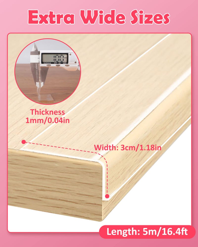 Loiion Baby Proofing, Clear Edge Protector Strip, Soft Corner Protectors for Kids, Baby Child Safety Corner Guards for Furniture Against Sharp Corners for Tables, Drawers, Sink, Wall 1.2in x 16.4ft - Image 5