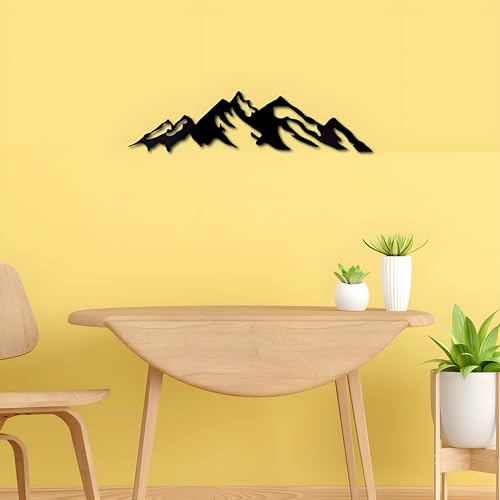 WEHUKOR Mountain Metal Wall Hanging Arts Home Decor, Durable, Good ambience Metal Wall Art for Bedroom,Living Room,Drawing Room,Hotel,Office,Home Garden (23.7 inch x 6 inch, Black) - Image 3