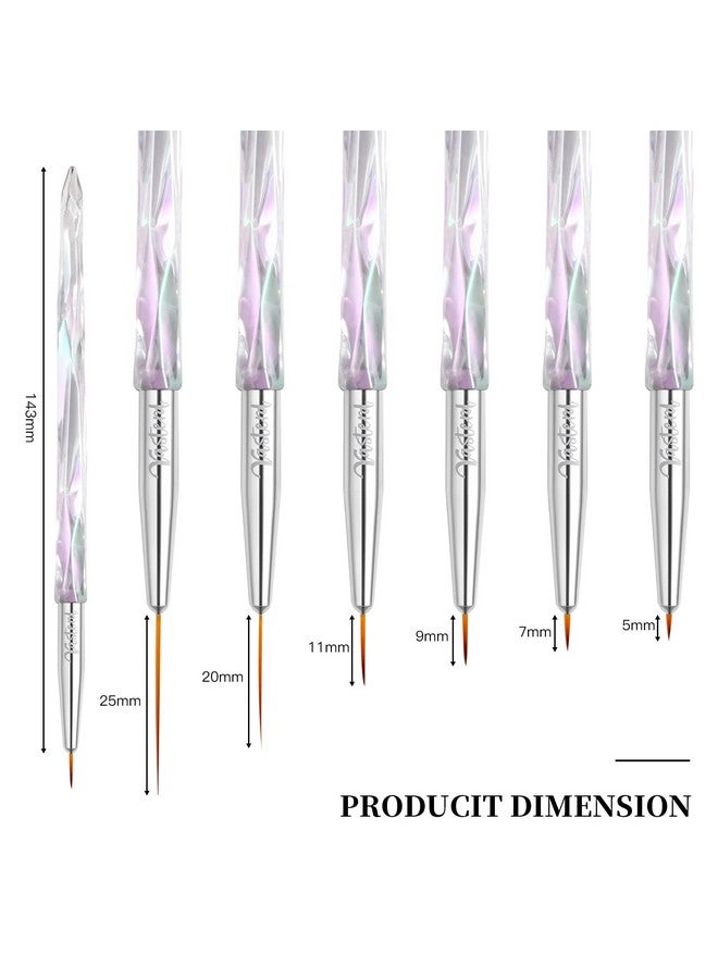 Yasterd Nail Art Liner Brushes Uv Nail Gel Polish Painting Nail Art Design Brush Pen Set For Long Lines Short Strokes Details Blending Elongated Lines Sizes 579112025Mm Crystal Handle 6Pcs  - Image 5