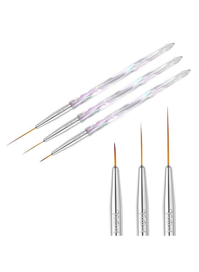 Yasterd Nail Art Liner Brushes Uv Nail Gel Polish Painting Nail Art Design Brush Pen Set For Long Lines Short Strokes Details Blending Elongated Lines Sizes 579112025Mm Crystal Handle 6Pcs  - Image 4