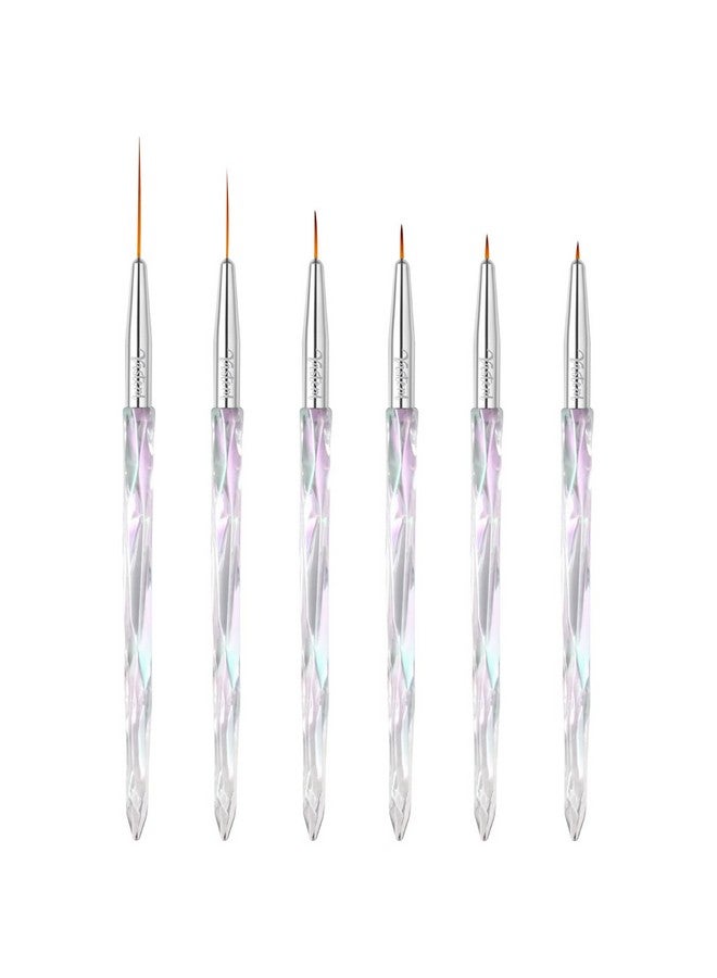 Yasterd Nail Art Liner Brushes Uv Nail Gel Polish Painting Nail Art Design Brush Pen Set For Long Lines Short Strokes Details Blending Elongated Lines Sizes 579112025Mm Crystal Handle 6Pcs  - Image 3