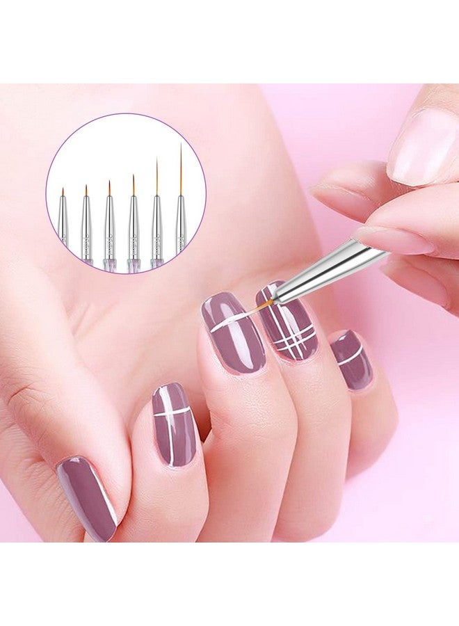 Yasterd Nail Art Liner Brushes Uv Nail Gel Polish Painting Nail Art Design Brush Pen Set For Long Lines Short Strokes Details Blending Elongated Lines Sizes 579112025Mm Crystal Handle 6Pcs  - Image 2