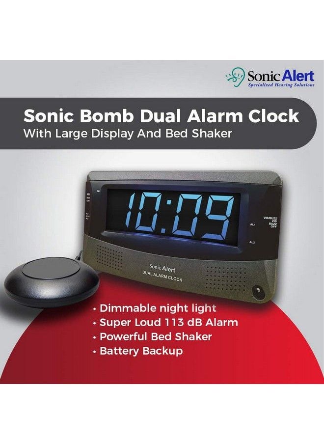 Sonic Alert - Dual Extra Loud Alarm Clock With Bed Shaker ; Sonic Boom Vibrating Alarm Clock For Heavy Sleepers Battery Backup ; Wake With A Shake - Image 1
