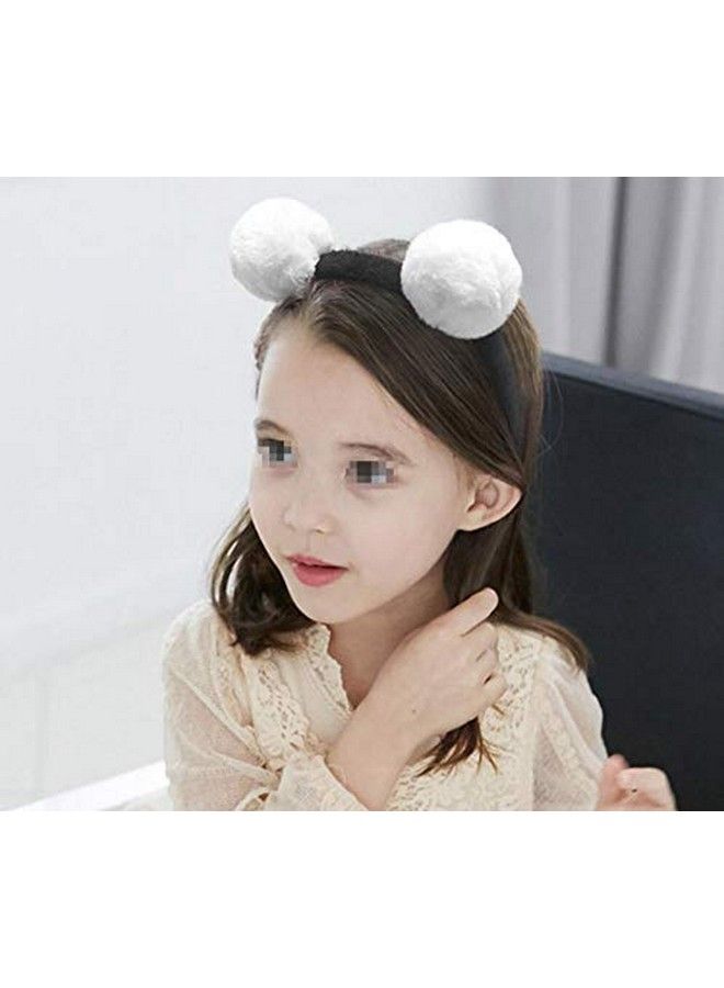 UPSTORE 3 Pcs Cute Panda Ears Headbands Fluffy Pom Ball Headwear Hair Bands Hair Hoop Favors Holiday Cosplay Party Costume Hair Accessories For Girls Woman  - Image 4