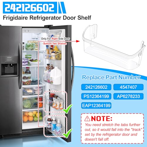 Alvar [2 PACK] UPGRADED 242126602 Refrigerator Door Bin Shelf Replacement For Frigidaire Door Shelf Replacement -LFSS2612TF0 LFSS2612TF4 Frigidaire Door Bin Bottom Shelf Parts 2421266 PS12364199 Shelves - Image 3