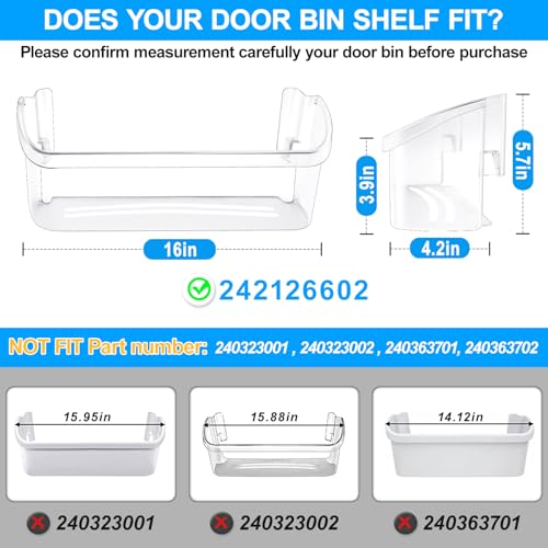 Alvar [2 PACK] UPGRADED 242126602 Refrigerator Door Bin Shelf Replacement For Frigidaire Door Shelf Replacement -LFSS2612TF0 LFSS2612TF4 Frigidaire Door Bin Bottom Shelf Parts 2421266 PS12364199 Shelves - Image 2