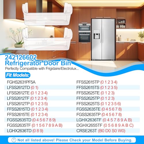 Alvar [2 PACK] UPGRADED 242126602 Refrigerator Door Bin Shelf Replacement For Frigidaire Door Shelf Replacement -LFSS2612TF0 LFSS2612TF4 Frigidaire Door Bin Bottom Shelf Parts 2421266 PS12364199 Shelves - Image 5