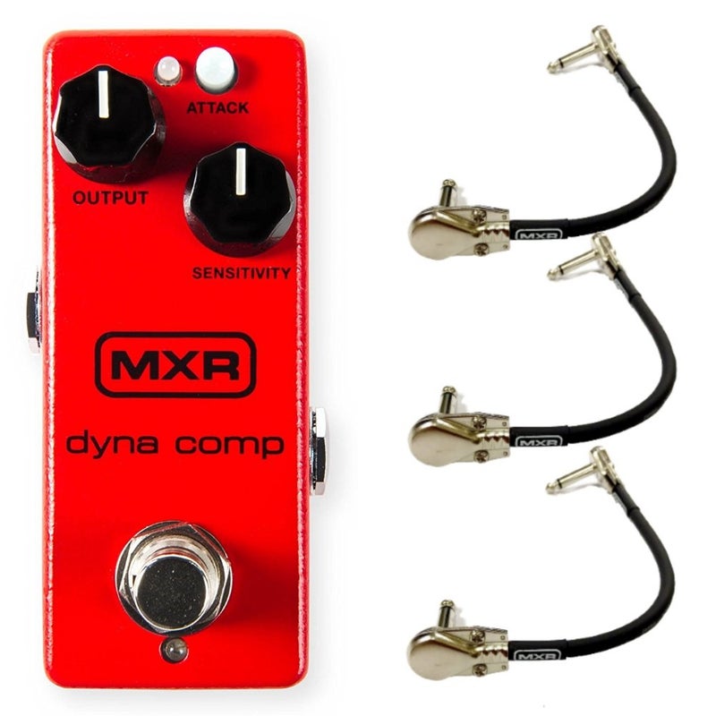 MXR M291 Dyna Comp Mini Compressor Pedal Bundle with 3 MXR 6-inch Right Angle Patch Cables