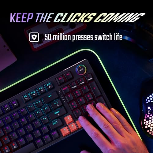acer Nitro G Wired Mechanical Gaming Keyboard | 98% Layout with Multifunction Knob | Red Switches | RGB Flowing Light | Gasket Structure | 96 Keys | Mixed-Color Key Glow | 50M Switch Life - Image 4