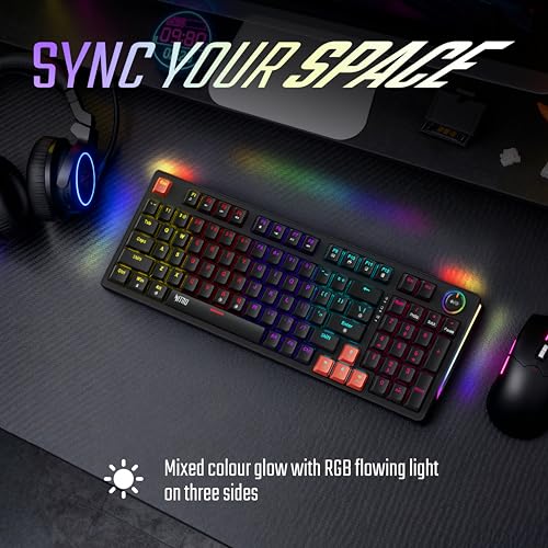 acer Nitro G Wired Mechanical Gaming Keyboard | 98% Layout with Multifunction Knob | Red Switches | RGB Flowing Light | Gasket Structure | 96 Keys | Mixed-Color Key Glow | 50M Switch Life - Image 5