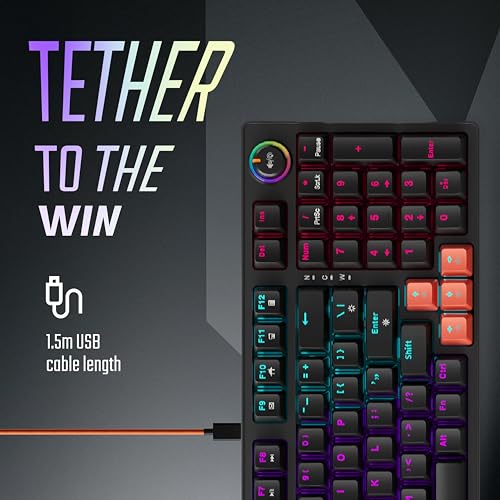 acer Nitro G Wired Mechanical Gaming Keyboard | 98% Layout with Multifunction Knob | Red Switches | RGB Flowing Light | Gasket Structure | 96 Keys | Mixed-Color Key Glow | 50M Switch Life - Image 2