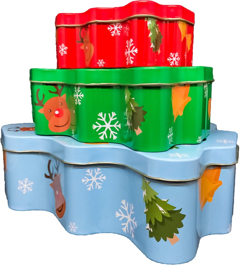 Alef Christmas/Holiday مجموعة من 3 علب التعشيش الزخرفية (شجرة) - Image 2